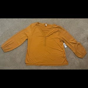 Old Navy Mustard Long Sleeve Blouse- Size L